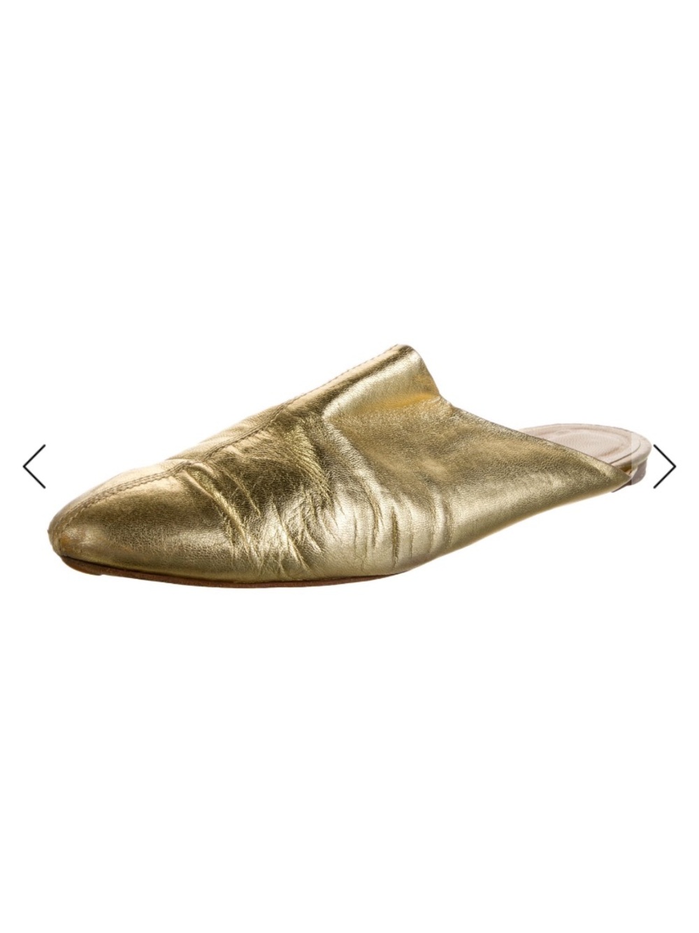 Manolo Blahnik Metallic Gold Leather Slip-On Mules